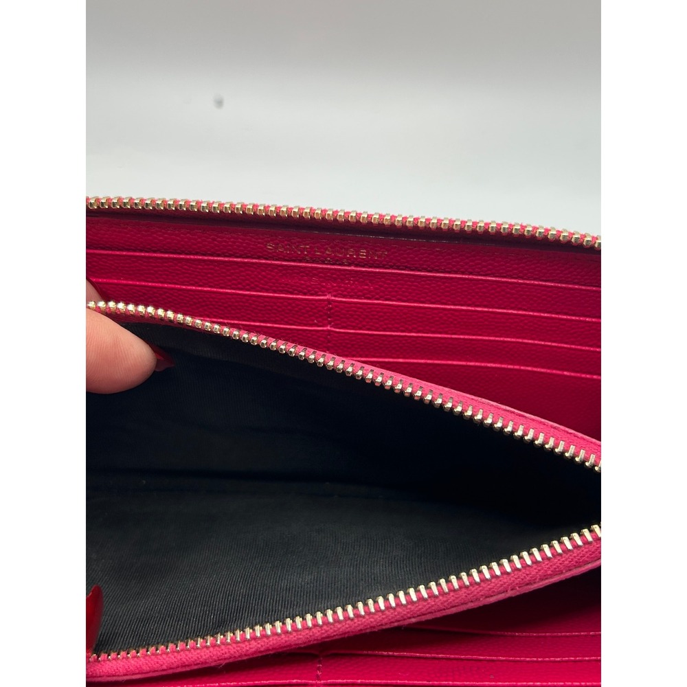 Saint Laurent YSL‎ Pink Chevron Monogram Zip Around Wallet#355 - Picture 13 of 14